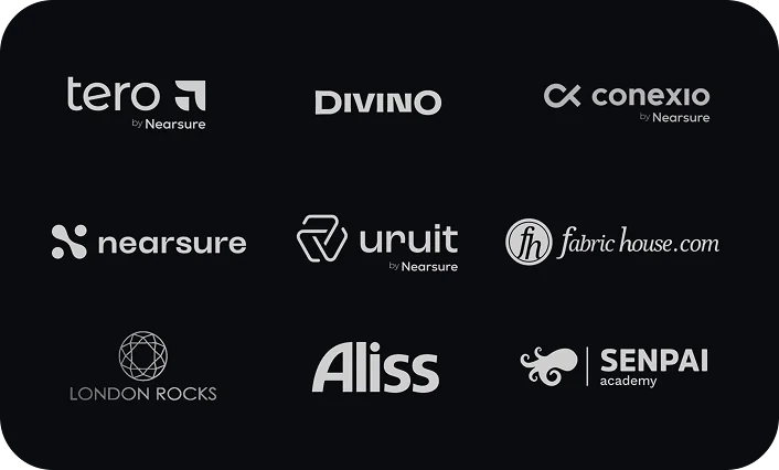 Client logos: Tero, Divino, Conexio, Nearsure, Uruit, Fabric House, London Rocks, Aliss, Senpai Academy